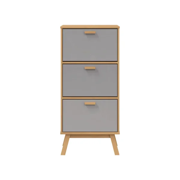 Meuble Chaussures 3 Abattants Rangement Chaussures Bois Gris Armoire Chaussure Pin Massif