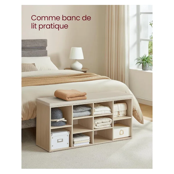 Meuble Chaussures Beige Naturel Chaussure avec Assise Rangement Chaussures