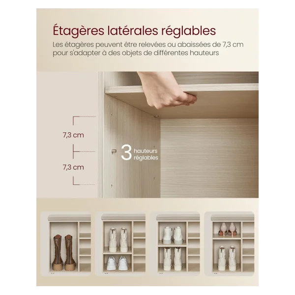 Meuble Chaussures Beige Naturel Chaussure avec Assise Rangement Chaussures