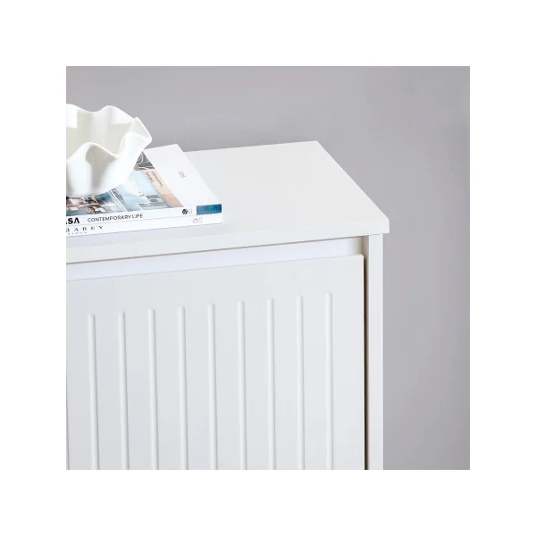Meuble Chaussures Blanc Design 3 Abattants Meuble d'Entrée Rangement avec 3 Rabats