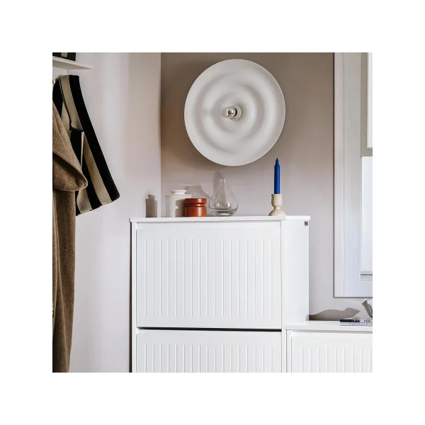 Meuble Chaussures Blanc Design 3 Abattants Meuble d'Entrée Rangement avec 3 Rabats