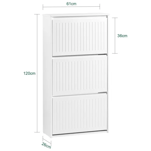 Meuble Chaussures Blanc Design 3 Abattants Meuble d'Entrée Rangement avec 3 Rabats