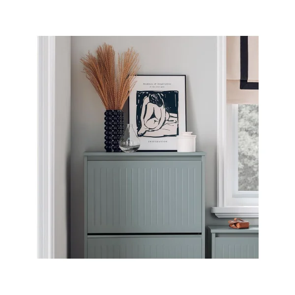 Meuble Chaussures Gris Design 3 Abattants Meuble d'Entrée Rangement avec 3 Rabats