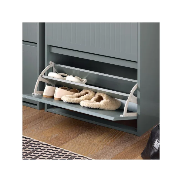 Meuble Chaussures Gris Design 3 Abattants Meuble d'Entrée Rangement avec 3 Rabats