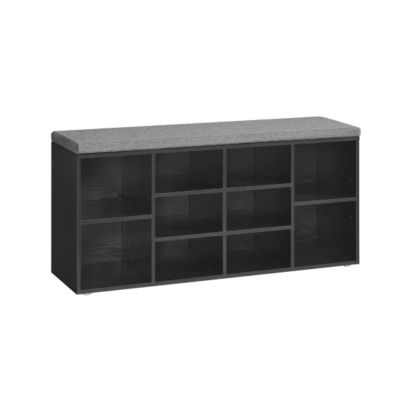 Meuble Chaussures Noir Boisé Chaussure avec Assise Rangement Chaussures