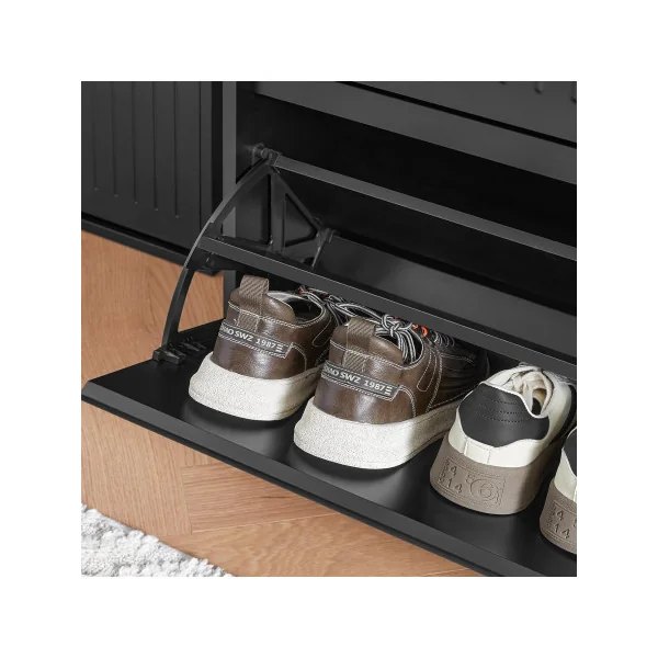 Meuble Chaussures Noir Design 3 Abattants Meuble d'Entrée Rangement avec 3 Rabats