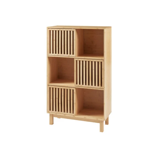 Meuble de Rangement Etagère de Rangement Bibliothèque en Bambou Naturel