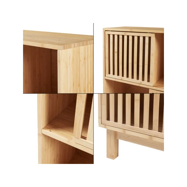 Meuble de Rangement Etagère de Rangement Bibliothèque en Bambou Naturel