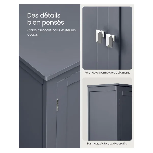 Meuble de rangement Gris Ardoise de Cuisine Placard Cuisine Etagères Réglables
