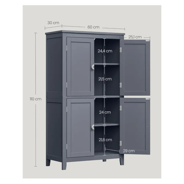 Meuble de rangement Gris Ardoise de Cuisine Placard Cuisine Etagères Réglables