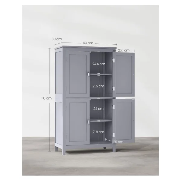 Meuble de rangement Gris Armoire de Cuisine Placard Cuisine Etagères Réglables