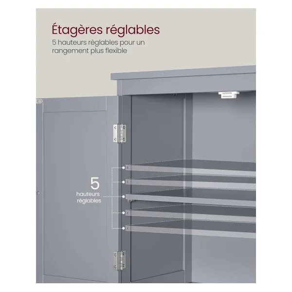 Meuble de rangement Gris Tourterelle de Cuisine Placard Cuisine Etagères Réglables 2 Tiroirs et 1 Placard