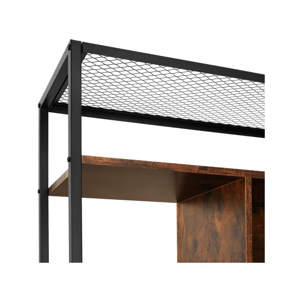 Meuble de rangement Industriel Bibliothèque Industrielle Etagère Bois Foncé