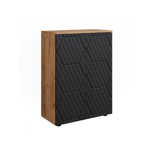 Meuble de Salle de Bain 2 Portes Chêne et Anthracite Armoire Basse Salle de Bain