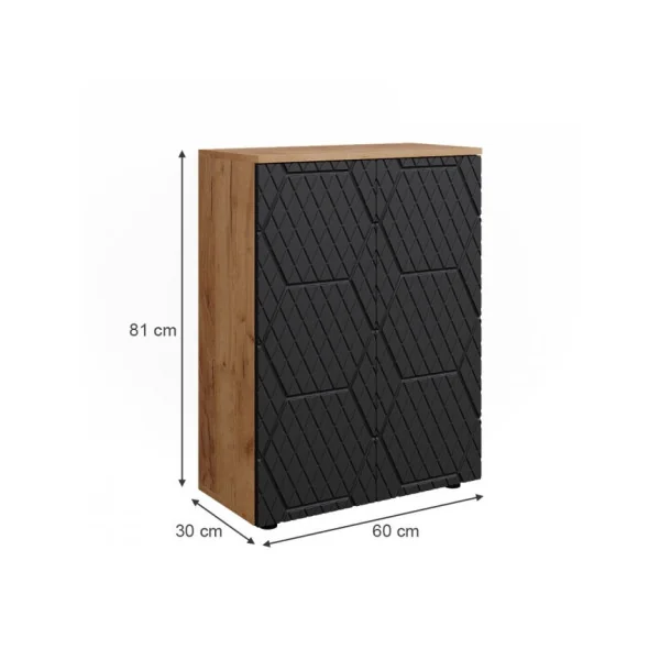 Meuble de Salle de Bain 2 Portes Chêne et Anthracite Armoire Basse Salle de Bain
