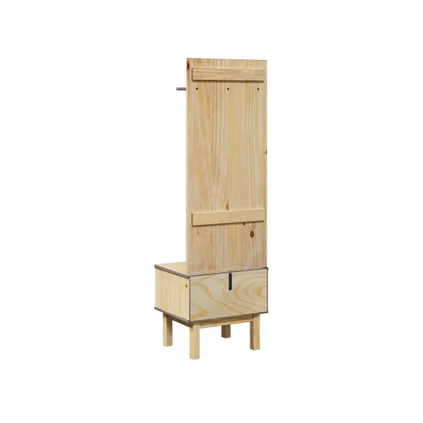 Meuble d'Entrée avec Porte Manteaux Pin Massif Casiers pour Chaussures