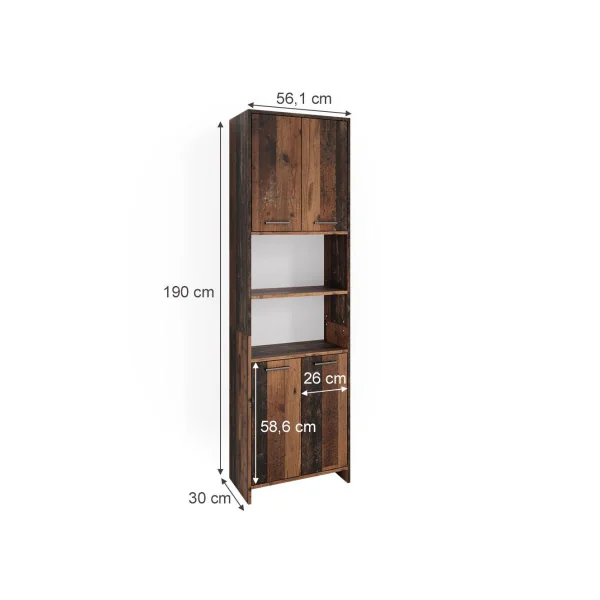 Meuble Haut de Salle de Bain Brun Rustique Armoire Salle de Bain Grande Colonne Salle de Bain