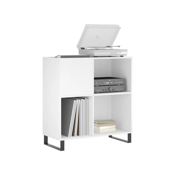 Meuble Platine Vinyles Blanc avec Rangement Vinyles Moderne Armoire Disques