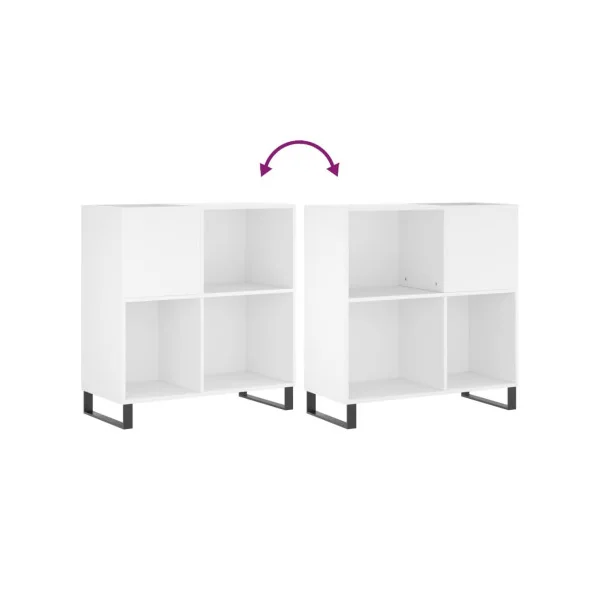 Meuble Platine Vinyles Blanc avec Rangement Vinyles Moderne Armoire Disques