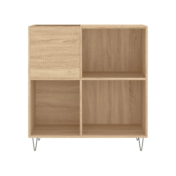 Meuble Platine Vinyles Chêne avec Rangement Pieds Epingles Moderne Armoire Disques