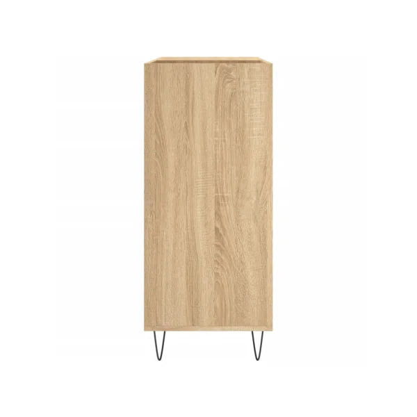 Meuble Platine Vinyles Chêne avec Rangement Pieds Epingles Moderne Armoire Disques