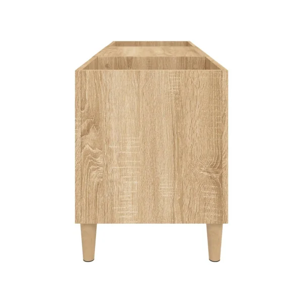 Meuble Platine Vinyles Chêne avec Rangement Vinyles Pieds Scandi Moderne Armoire à Disques