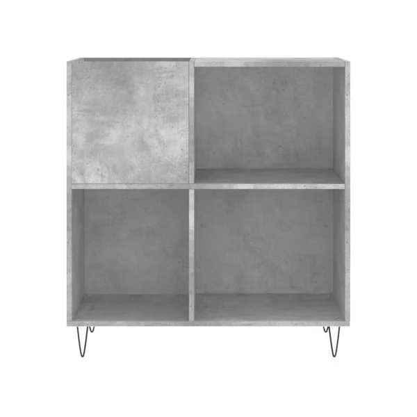Meuble Platine Vinyles Gris Béton avec Rangement Pieds Epingles Moderne Armoire Disques