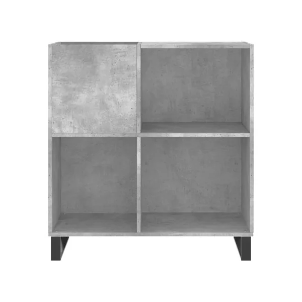 Meuble Platine Vinyles Gris Béton avec Rangement Vinyles Moderne Armoire Disques