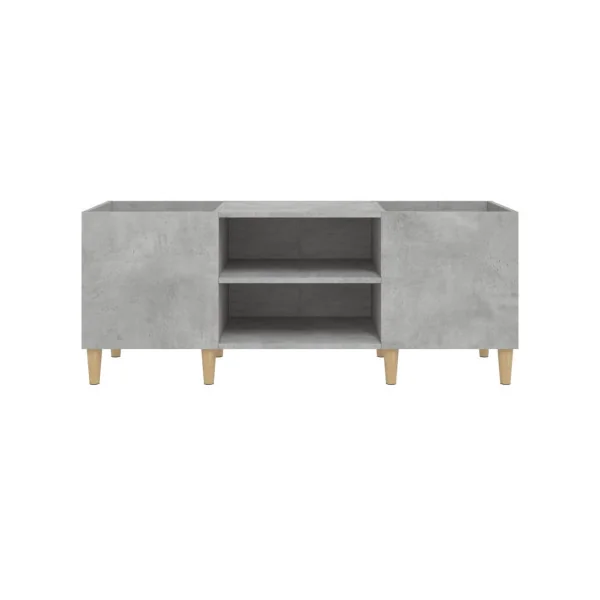 Meuble Platine Vinyles Gris Béton avec Rangement Vinyles Pieds Scandi Moderne Armoire à Disques