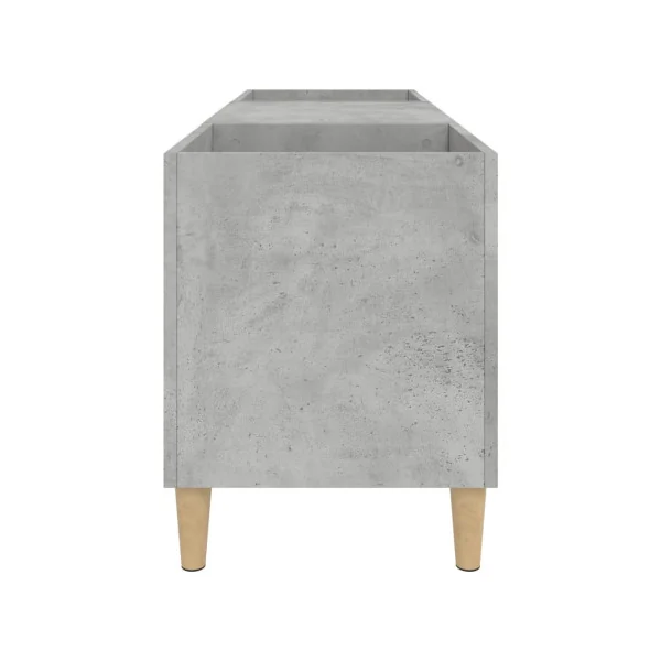 Meuble Platine Vinyles Gris Béton avec Rangement Vinyles Pieds Scandi Moderne Armoire à Disques