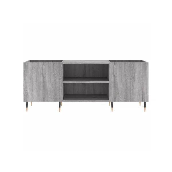 Meuble Platine Vinyles Gris Chêne avec Rangement Vinyles Moderne Armoire à Disques