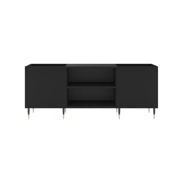 Meuble Platine Vinyles Noir avec Rangement Vinyles Moderne Armoire à Disques