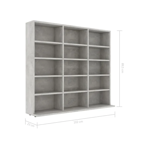 Meuble Rangement CD 89,5 cm Colonne Tour CD Meuble Range CD Gris Béton