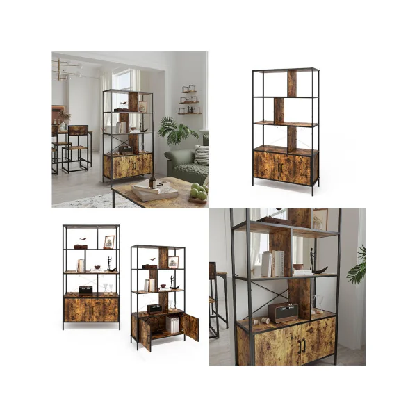 Meuble Rangement Chêne Rustique 6 Compartiments 2 Placards Séparateur de Pièce
