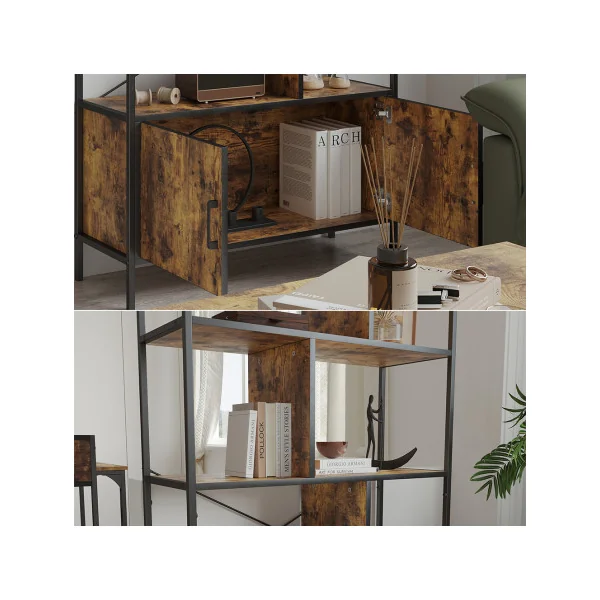 Meuble Rangement Chêne Rustique 6 Compartiments 2 Placards Séparateur de Pièce