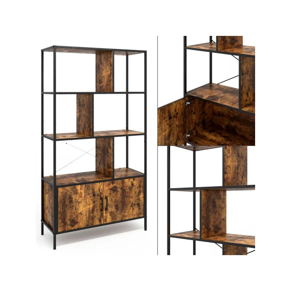 Meuble Rangement Chêne Rustique 6 Compartiments 2 Placards Séparateur de Pièce