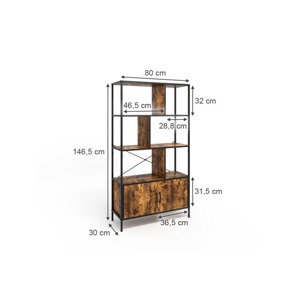 Meuble Rangement Chêne Rustique 6 Compartiments 2 Placards Séparateur de Pièce