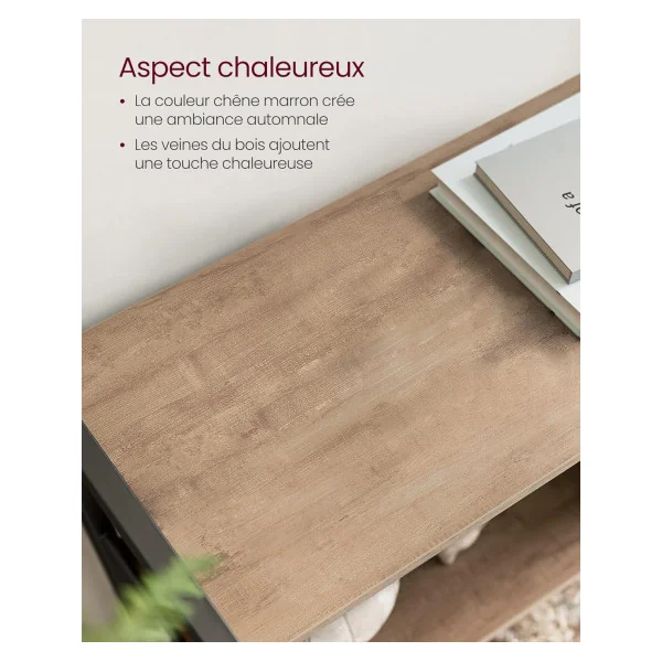 Meuble Rangement Marron Caramel Bibliothèque 4 Niveaux Cadre Acier Placard avec Portes