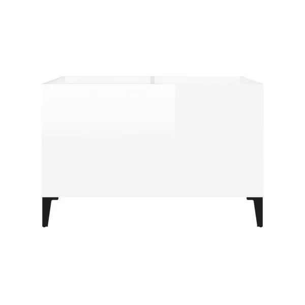Meuble Rangement Vinyles Blanc Brillant 2 Compartiments Rangement Vinyles Moderne Armoire à Disques