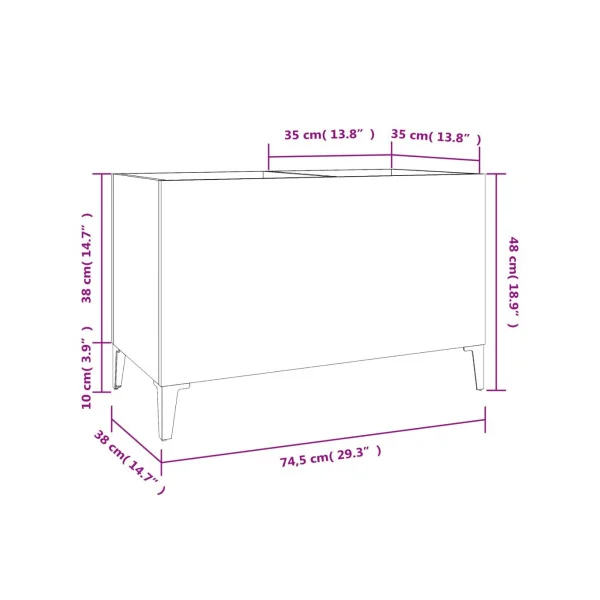 Meuble Rangement Vinyles Blanc Brillant 2 Compartiments Rangement Vinyles Moderne Armoire à Disques