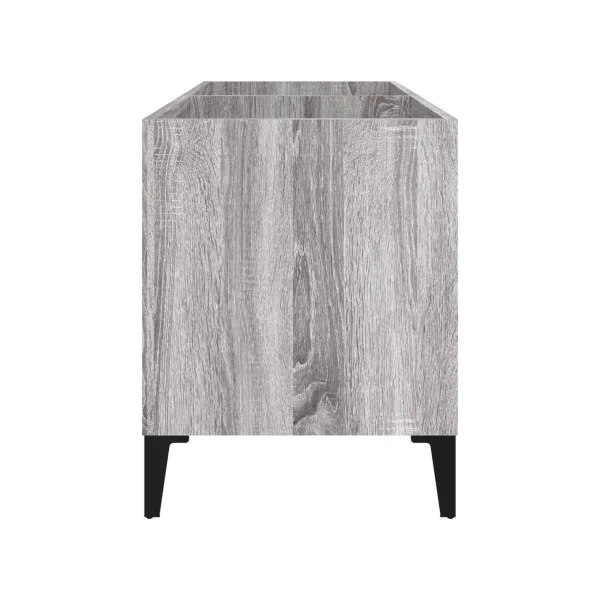 Meuble Rangement Vinyles Chêne Gris 2 Compartiments Rangement Vinyles Moderne Armoire à Disques