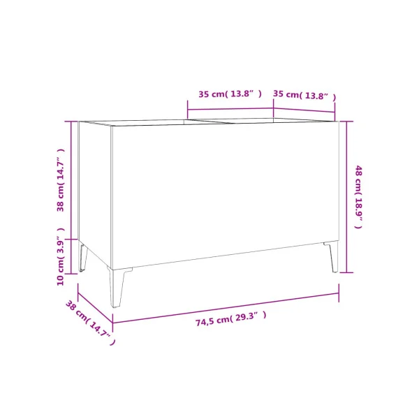 Meuble Rangement Vinyles Chêne Gris 2 Compartiments Rangement Vinyles Moderne Armoire à Disques