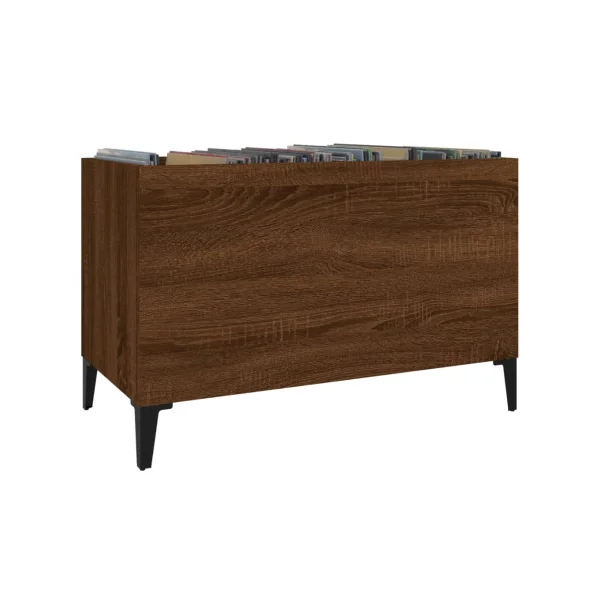 Meuble Rangement Vinyles Chêne Marron 2 Compartiments Rangement Vinyles Moderne Armoire à Disques