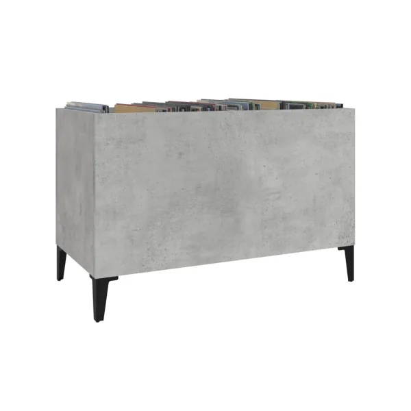 Meuble Rangement Vinyles Gris Béton 2 Compartiments Rangement Vinyles Moderne Armoire à Disques