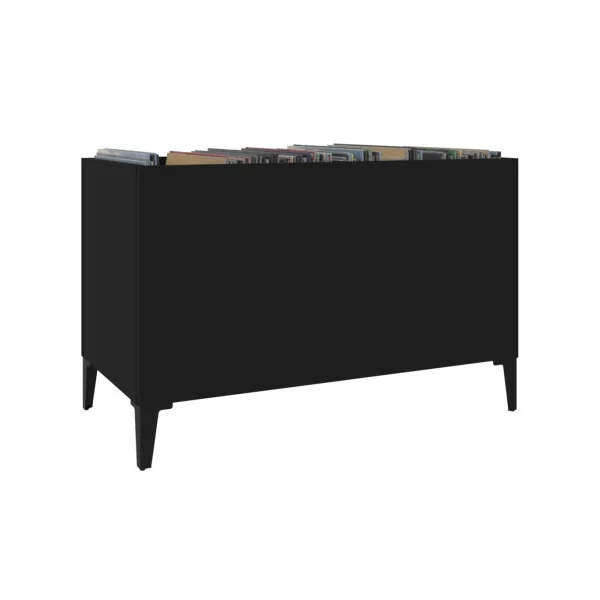 Meuble Rangement Vinyles Noir 2 Compartiments Rangement Vinyles Moderne Armoire à Disques