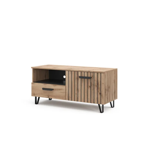 Meuble TV 100 cm Chêne Graphique 1 placard 1 tiroirs Meuble Téléviseur