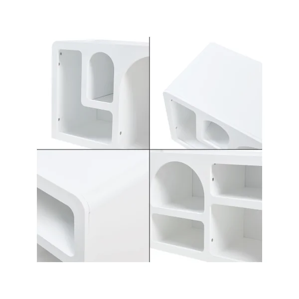 Meuble TV Blanc 140 cm 7 Niches Meuble Télévision Moderne Meuble Télé Salon