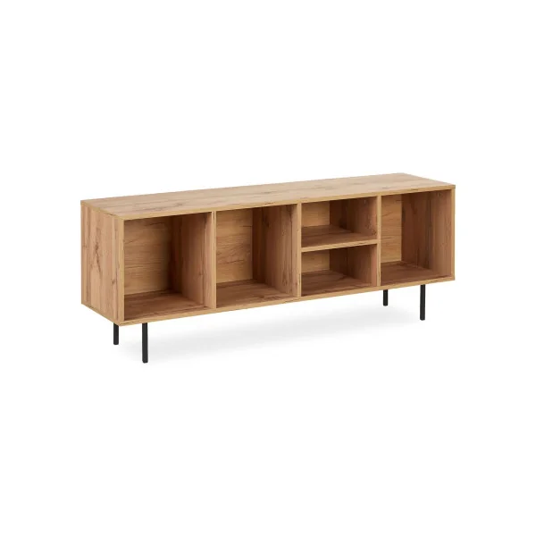 Meuble TV Chêne 140 cm Meuble Télé avec Rangement Meuble Téléviseur Industriel