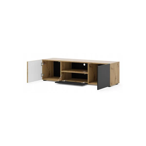 Meuble TV Chêne Artisan et Noir Meuble Télévision Meuble TV Moderne