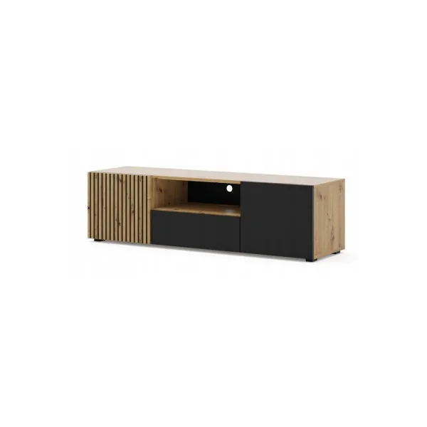Meuble TV Chêne Artisan et Noir Meuble Télévision Meuble TV Moderne